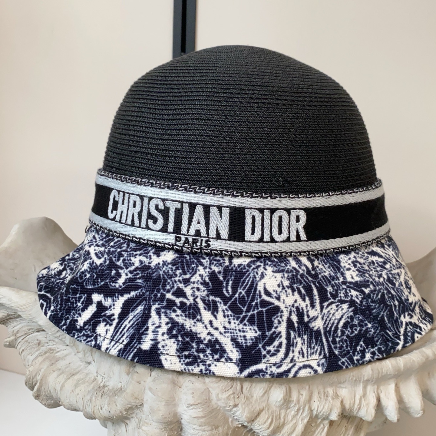 Dior dior拼接纸草盆帽