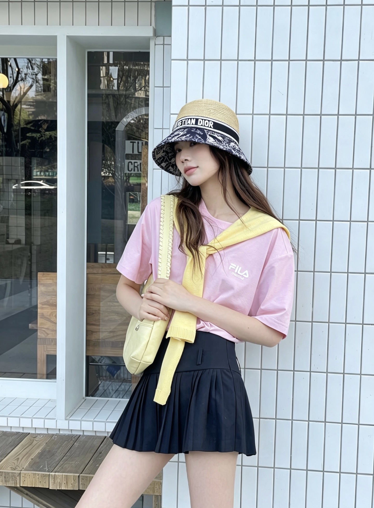 Dior dior拼接纸草盆帽