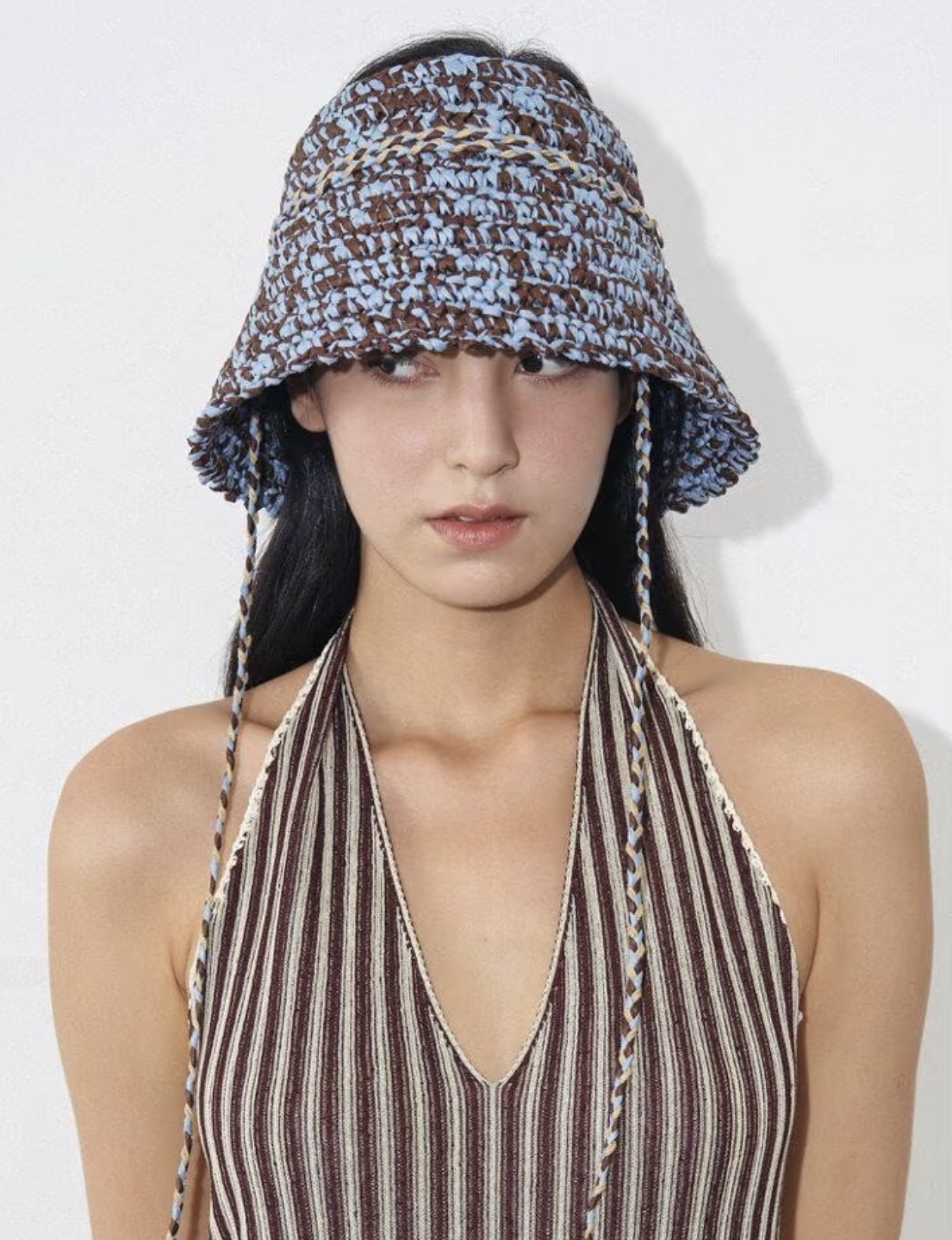 NO:825090,Niche brand mixed color hollow hat, can be folded at will, a must-have for seaside vacations, fashionable sunshade, mixed blue, mixed coffee, mixed beige, khaki hat, straw hat, fisherman hat, baseball cap, hat, espadrilles, hats19860909小众品牌混色空顶帽 可随意折叠  海边度假必备款 时尚遮阳两不误 混蓝色 混咖色 混米色 卡其色帽子草帽渔夫帽棒球帽,帽子,espadrilles,hats,hat