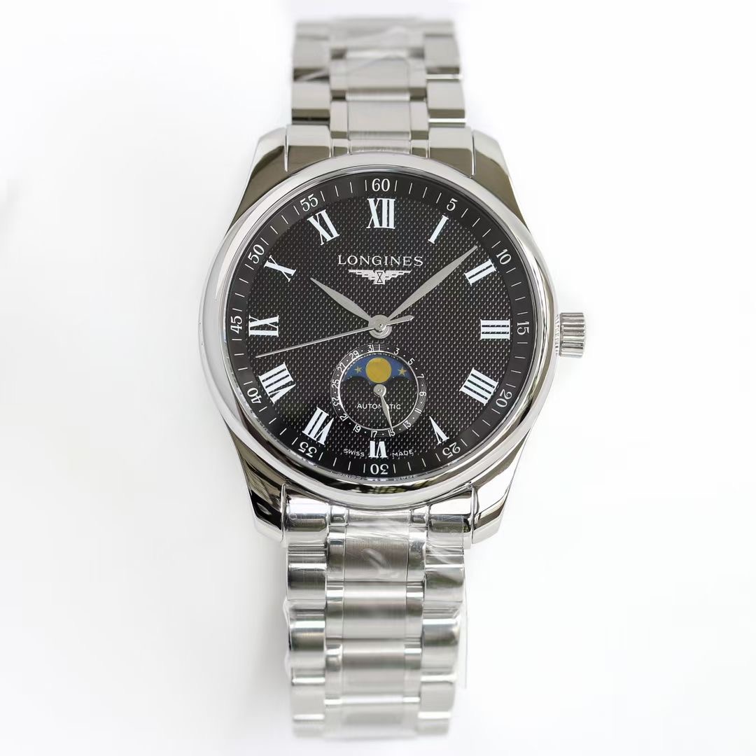 NO:641024,The unified GF Longines Master Series Moon Phase 40mm watch is equipped with a replica L899.5 integrated movement (all functions are synchronized with the original). 'The only one in the two major markets' the only matching automatic top bearing (note that this bearing is not a patch, please do not dismantle it without Longines movement special tools)!  The only mirror effect moon phase disc, perfectly restored to the original!  (It is recommended to compare with other factories by yourself) Focus on conscience and good quality. ——G Factory,,longines19860909统一 GF浪琴名匠系列月相40mm腕表,搭载复刻L899.5一体机芯（所有功能同步原装）. 『两大市场唯一』 唯一对版自动陀真轴承（注意此轴承并非贴片,没有浪琴机芯专用工具请不要乱拆）！ 唯一镜面效果月相盘,完美还原原装！（建议自行对比其他厂） 专注良心好品质.  ——G Factory,,longines,Watch