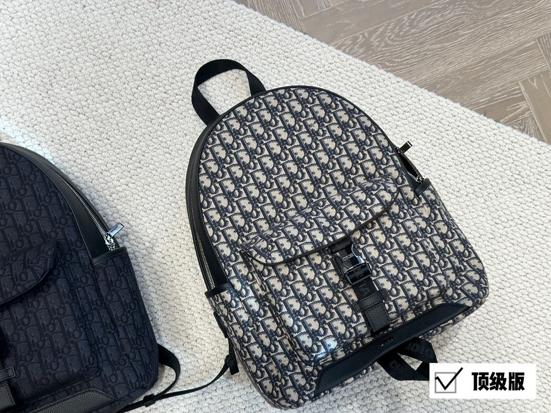 Dior Bags Backpack Black Blue Navy Cowhide Oblique