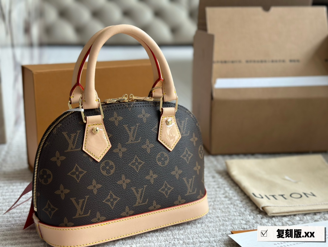 Louis Vuitton LV Alma BB Taschen Handtaschen Gold Rindsleder