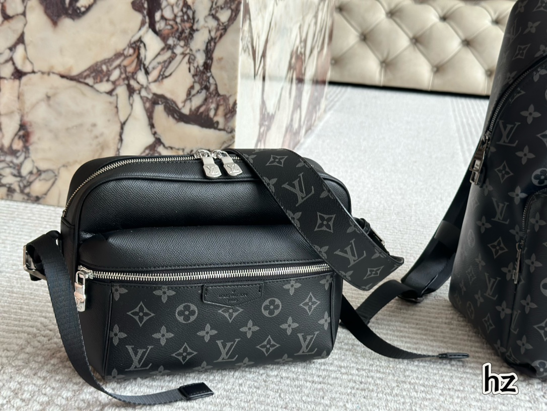 Louis Vuitton LV Outdoor Messenger Bags Black Monogram Eclipse