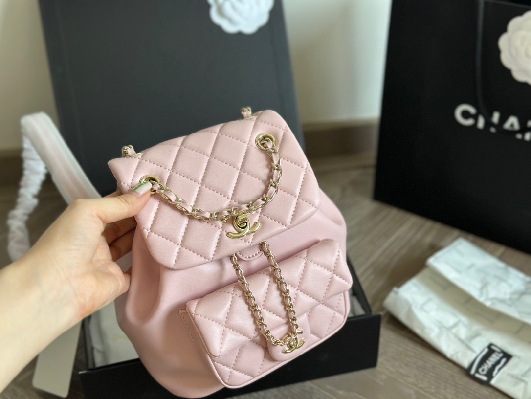 Chanel Duma Taschen Rucksack Gold Schaffell