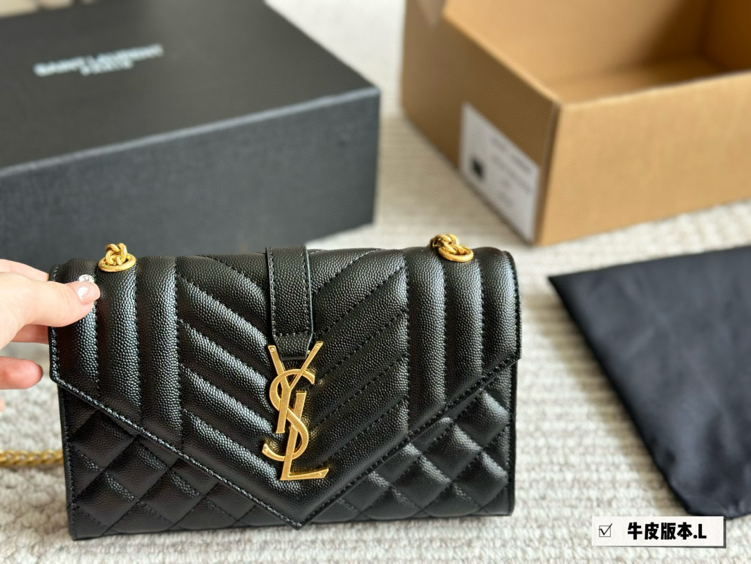 💰165 Dimensione della scatola della pelle di vacca: 21*13 cm (piccolo) Saint Laurent YSL Caviar Borsa busta per busta per busta per busta per sacchetto classico Raccomandazione! Un particolarmente adatto per l’estate!