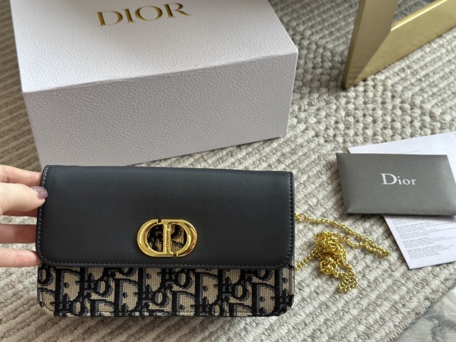 Dior WOC Chain Bag/Clutch with Iconic Oblique Pattern and Gold Chain 1 Dior WOC Chain Bag/Clutch with Iconic Oblique Pattern and Gold Chain