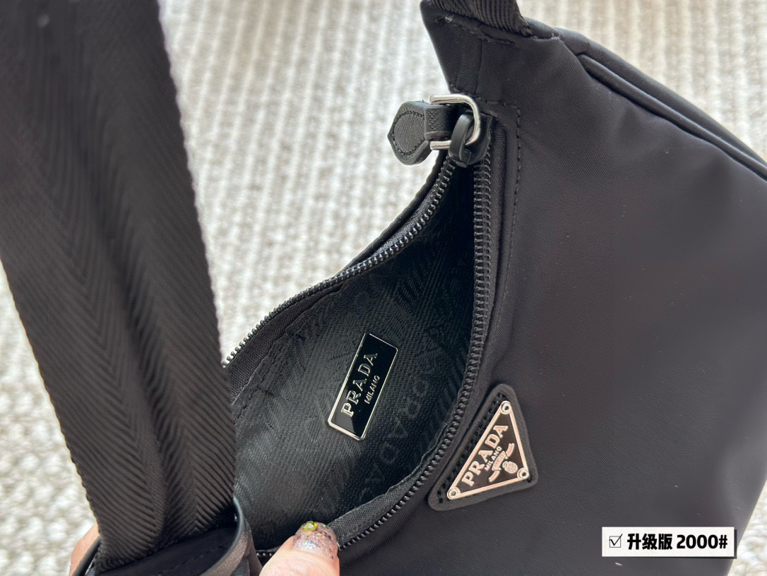 Prada Re-Edition 2000 Nylon Mini Hobo Bag - Black, 22*13cm 10 i1740995984081 5788 0 8