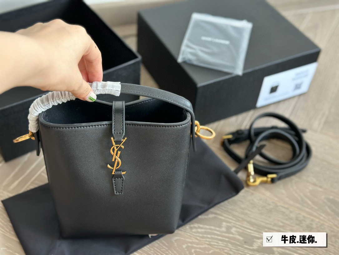 YSL Saint Laurent Le37 Bucket Bag Mini 13*15cm Multiple Carrying Methods Cowhide Texture