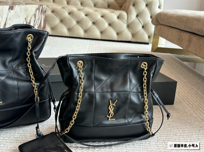 Yves Saint Laurent Drawstring Tote Bag/Bucket Bag in Lambskin Leather 1 Yves Saint Laurent Drawstring Tote Bag/Bucket Bag in Lambskin Leather