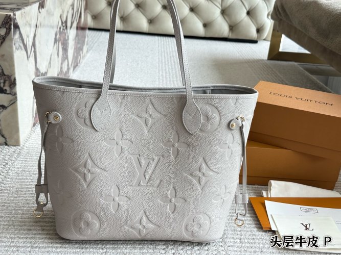 Louis Vuitton Neverfull Tote Bag Monogram Empreinte Leather Large Grey 1 Louis Vuitton Neverfull Tote Bag Monogram Empreinte Leather Large Grey
