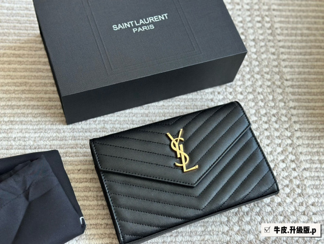Saint Laurent Black Leather Wallet on Chain(WOC) Envelope Bag, 23 x 14 cm 1 Saint Laurent Black Leather Wallet on Chain(WOC) Envelope Bag, 23 x 14 cm