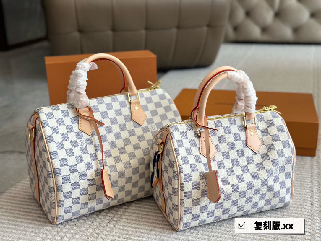 Louis Vuitton Speedy Bandouliere Damier Azur Canvas Bag, 25cm