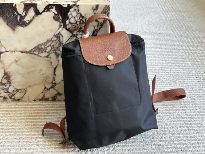 Longchamp I Nylon Backpack Black/Brown Classic, 30x28cm, Spacious 1 Longchamp I Nylon Backpack Black/Brown Classic, 30x28cm, Spacious