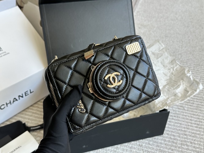 Chanel S/S 2024 Camera Bag with Quilted Design and CC Logo, Black 1 Chanel S/S 2024 Camera Bag with Quilted Design and CC Logo, Black