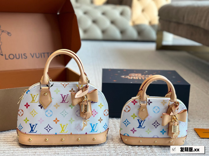 Louis Vuitton Takashi Murakami White Monogram Canvas Alma BB Handbag 1 Louis Vuitton Takashi Murakami White Monogram Canvas Alma BB Handbag