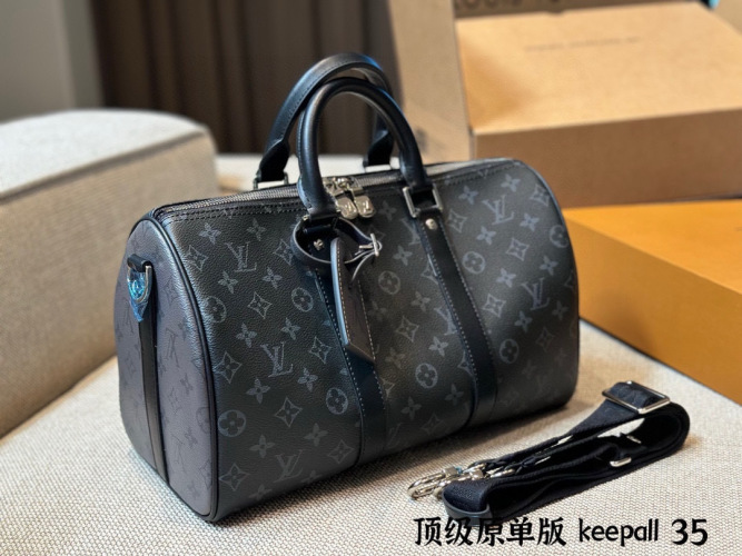 Louis Vuitton Keepall 35 Black Duffle Bag,Travel Bag,Top-Handle Bag for Men and Women 1 Louis Vuitton Keepall 35 Black Duffle Bag,Travel Bag,Top-Handle Bag for Men and Women