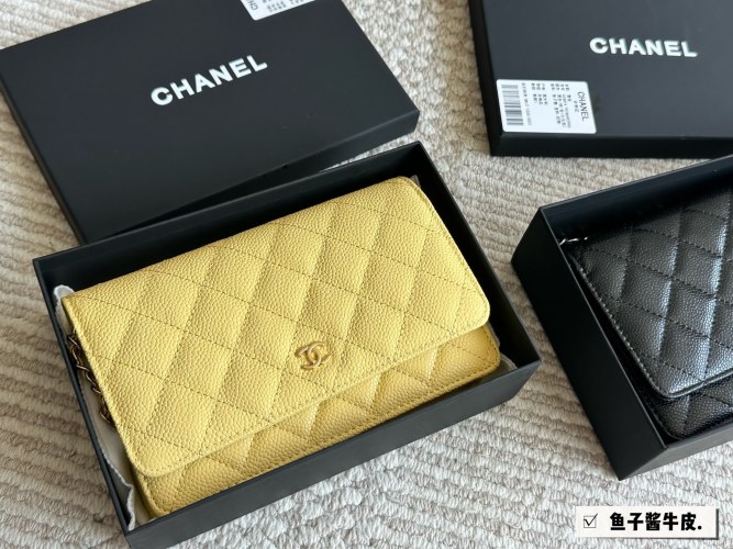 Chanel WOC Wallet on Chain, Caviar Leather, Yellow - Classic Design 1 Chanel WOC Wallet on Chain, Caviar Leather, Yellow - Classic Design