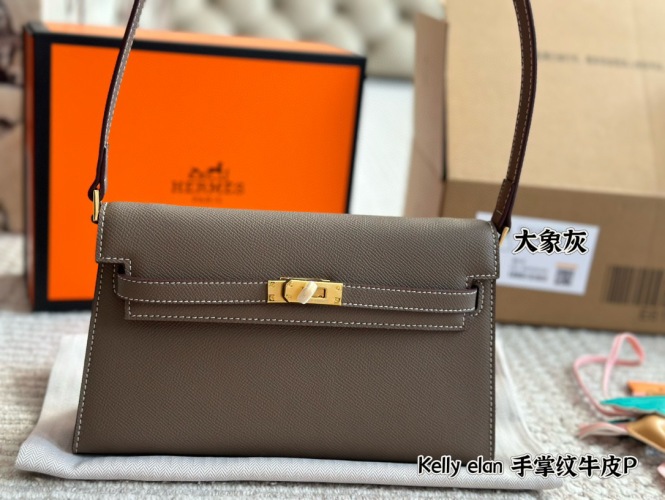 Hermes Kelly Elan Shoulder Bag with Leather Strap and Signature Clasp 1 Hermes Kelly Elan Shoulder Bag with Leather Strap and Signature Clasp