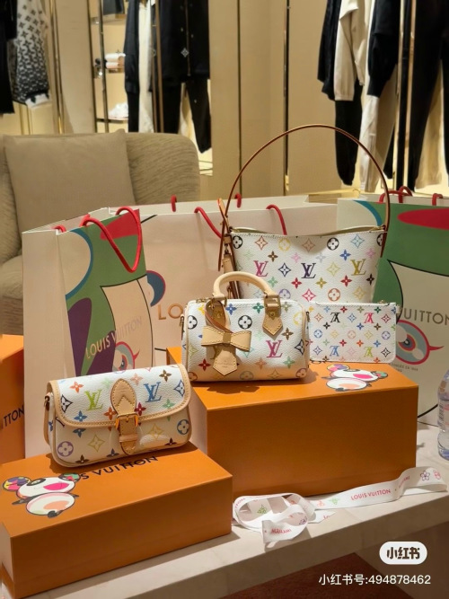 Louis Vuitton Murakami Takashi White Monogram Nano Baguette, Crossbody 1 Louis Vuitton Murakami Takashi White Monogram Nano Baguette, Crossbody