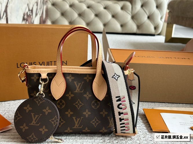 Louis Vuitton Neverfull BB Handbag Damier Ebene Canvas with Accessories 1 Louis Vuitton Neverfull BB Handbag Damier Ebene Canvas with Accessories