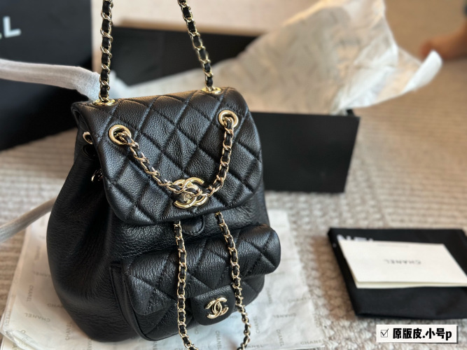 Chanel Duma Backpack Lambskin Leather Small Size with Box, Black 1 Chanel Duma Backpack Lambskin Leather Small Size with Box, Black