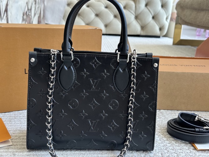 Louis Vuitton Empreinte Leather OnTheGo PM: Chic Black Tote Bag 1 Louis Vuitton Empreinte Leather OnTheGo PM: Chic Black Tote Bag