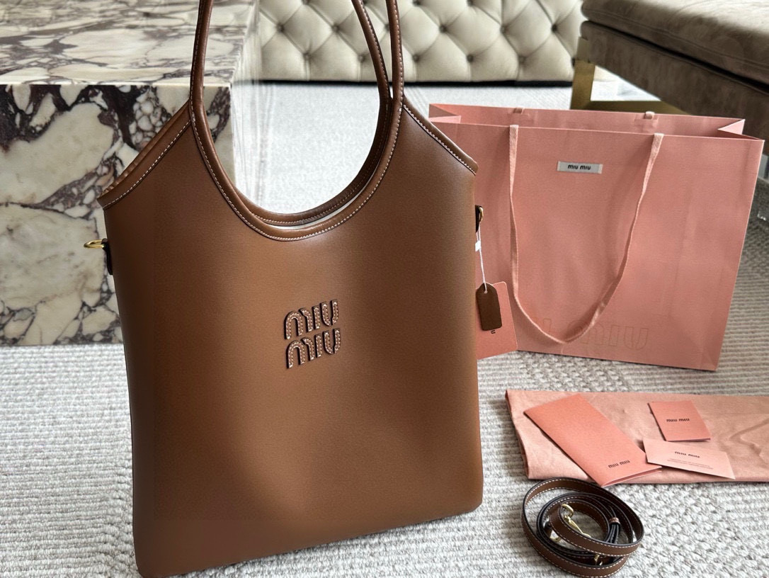 Miu Miu Tote Bag, Trendy Design, Perfect for Daily Use - Black, Brown Available