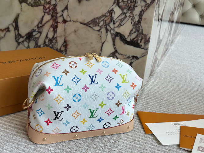 Louis Vuitton Multicolor Monogram Makeup Pouch, Double Zip Travel Toiletry Bag 1 Louis Vuitton Multicolor Monogram Makeup Pouch, Double Zip Travel Toiletry Bag