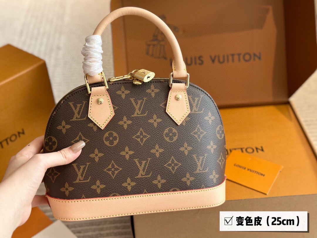 Louis Vuitton Alma Bag, 25cm with Box and Color Changing Leather