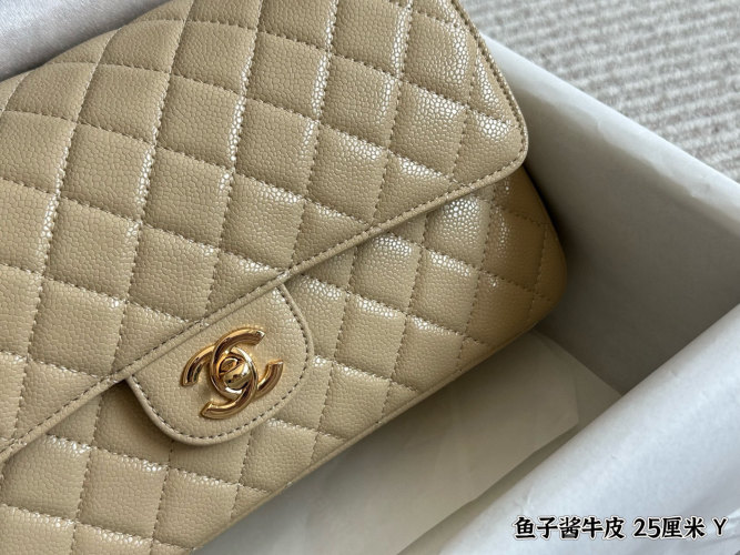 Chanel Classic Flap Bag, 25cm, Caviar Leather, Beige - Ultimate Elegance 1 Chanel Classic Flap Bag, 25cm, Caviar Leather, Beige - Ultimate Elegance