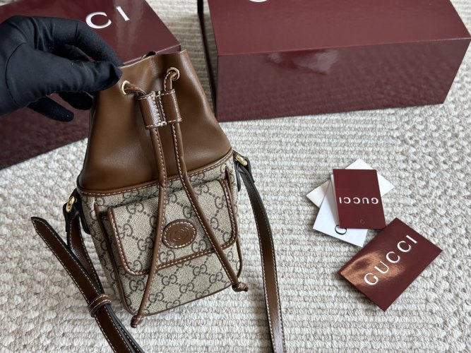Gucci Mini GG Marmont Bucket Bag, Drawstring Closure, Adjustable Strap 1 Gucci Mini GG Marmont Bucket Bag, Drawstring Closure, Adjustable Strap