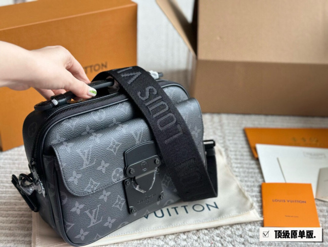 Louis Vuitton S-Lock Messenger Bag, Black Monogram, Compact and Stylish 1 Louis Vuitton S-Lock Messenger Bag, Black Monogram, Compact and Stylish
