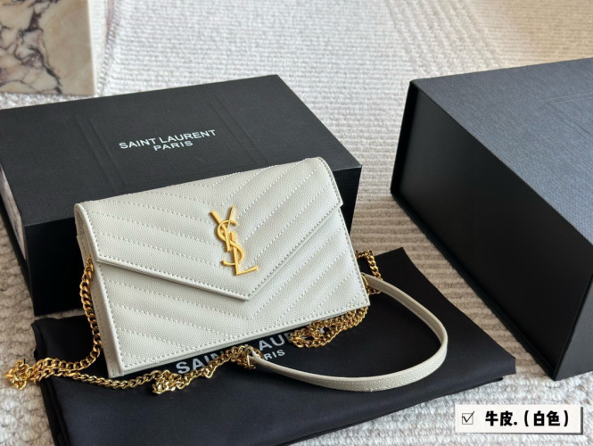 Saint Laurent YSL WOC Envelope Bag, Caviar Leather, 19*11 cm 1 Saint Laurent YSL WOC Envelope Bag, Caviar Leather, 19*11 cm