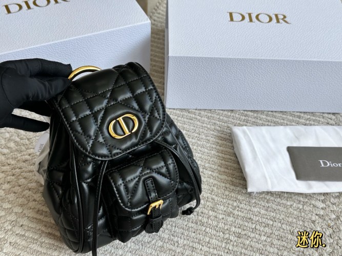 DIOR Caro Small Backpack with Oversized Cannage Stitching - Black 1 DIOR Caro Small Backpack with Oversized Cannage Stitching - Black