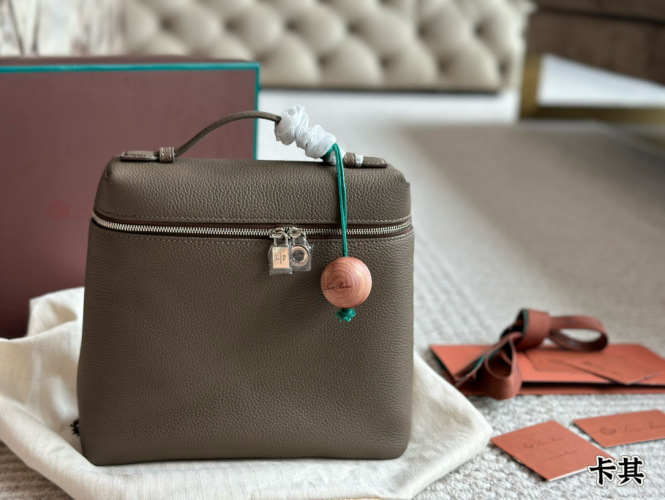 Loro Piana Extra Pocket Small Backpack with Logo Sandalwood Pendant 1 Loro Piana Extra Pocket Small Backpack with Logo Sandalwood Pendant