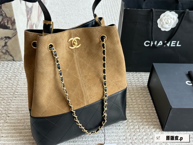 Chanel Handcraft Series Large Bucket Bag in Suede and Leather, 27*32 cm 1 Chanel Handcraft Series Large Bucket Bag in Suede and Leather, 27*32 cm