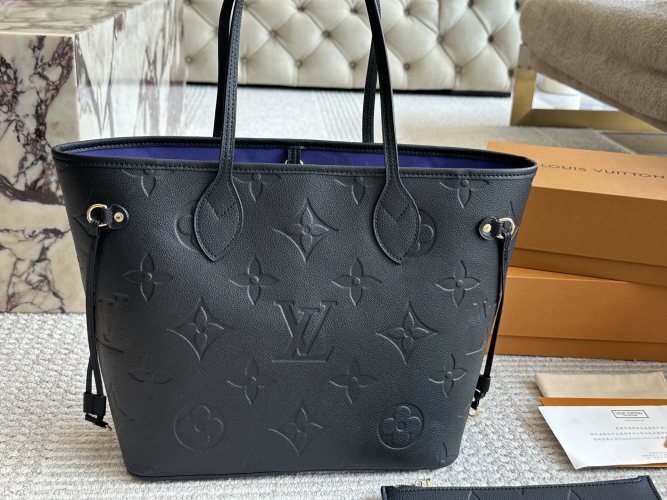 Louis Vuitton Neverfull MM Black Empreinte Leather Tote Bag N41605 1 Louis Vuitton Neverfull MM Black Empreinte Leather Tote Bag N41605