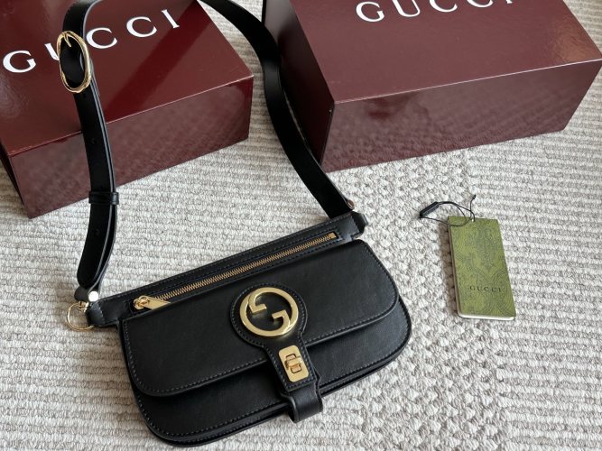 Gucci Blondie Belt Bag - Black Leather Crossbody with Interlocking G 1 Gucci Blondie Belt Bag – Black Leather Crossbody with Interlocking G