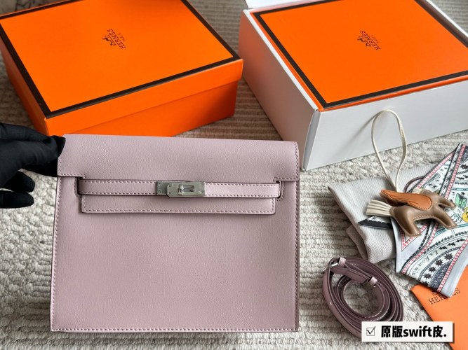 Kelly Danse Bag Swift Leather Top-Handle Crossbody with Silver Hardware 1 Kelly Danse Bag Swift Leather Top-Handle Crossbody with Silver Hardware