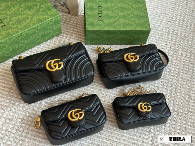 Gucci Marmont Leather Chain Shoulder Bag, Double G Hardware, Multiple Sizes 1 Gucci Marmont Leather Chain Shoulder Bag, Double G Hardware, Multiple Sizes