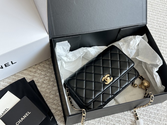 Chanel Wallet On Chain WOC Black Lambskin Gold Hardware Adjustable Chain 1 Chanel Wallet On Chain WOC Black Lambskin Gold Hardware Adjustable Chain