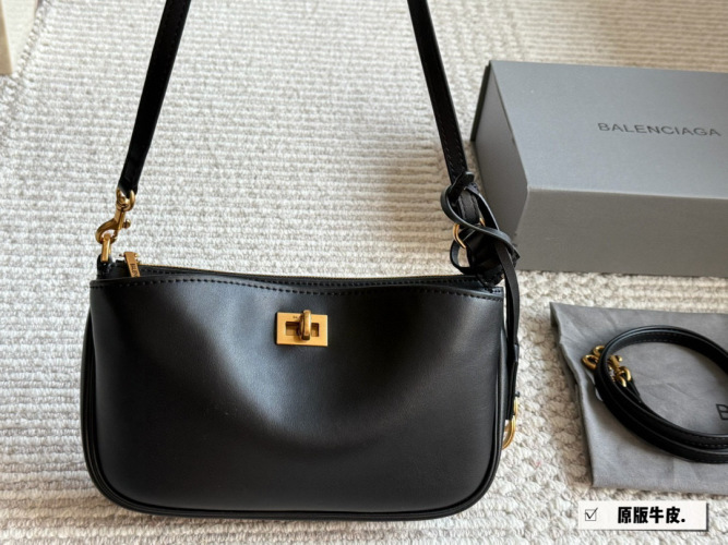 Balenciaga Rodeo Leather Shoulder Bag - Black, 23 x 14 cm, Stylish and Functional 1 Balenciaga Rodeo Leather Shoulder Bag - Black, 23 x 14 cm, Stylish and Functional