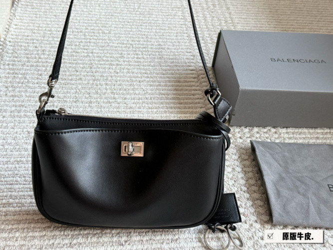 Balenciaga Re-edition Black Leather Shoulder Baguette Bag 1 Balenciaga Re-edition Black Leather Shoulder Baguette Bag