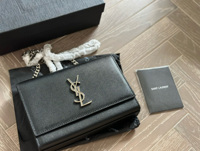 Saint Laurent YSL Kate WOC Envelope Bag in Caviar Leather, Black 1 Saint Laurent YSL Kate WOC Envelope Bag in Caviar Leather, Black