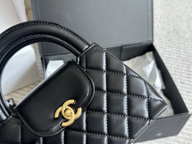 Chanel 23K Black Quilted Leather Kelly Top Handle Flap Large Bag 1 Chanel 23K Black Quilted Leather Kelly Top Handle Flap Large Bag