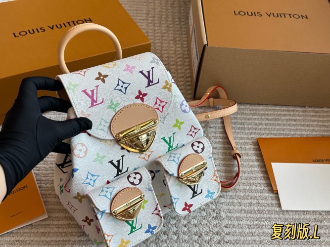 Louis Vuitton White Multicolor Monogram Coated Canvas Leather Backpack 1 Louis Vuitton White Multicolor Monogram Coated Canvas Leather Backpack