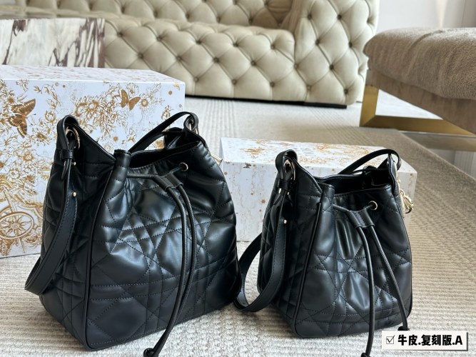 DIOR D-Motion Bucket Bag, Lambskin Leather, Cannage Stitching, Gold Hardware 1 DIOR D-Motion Bucket Bag, Lambskin Leather, Cannage Stitching, Gold Hardware