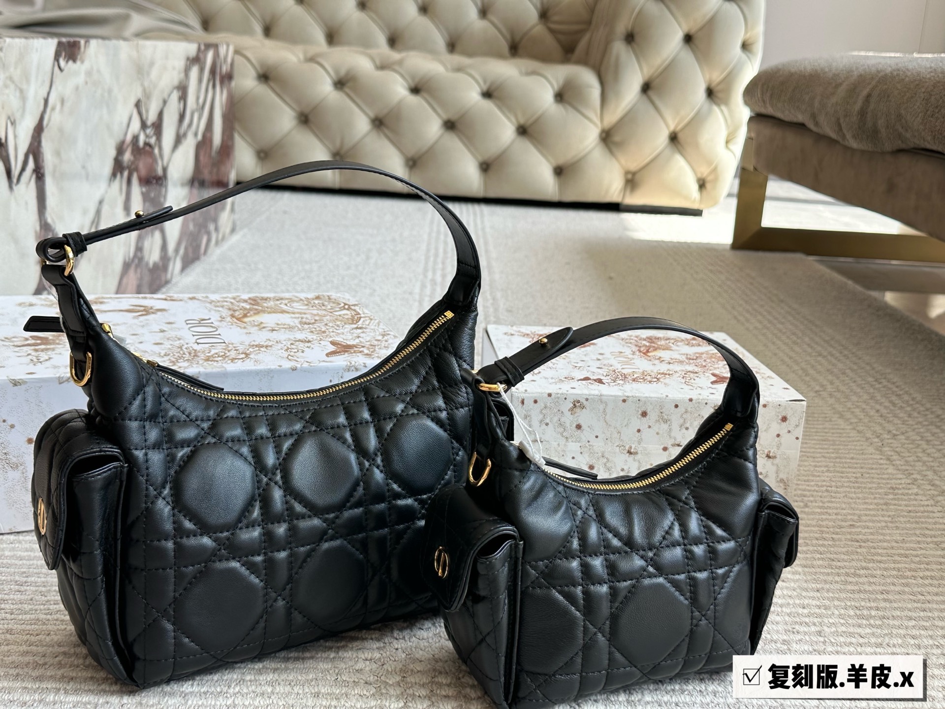 Bolso Dior Toujours en Piel de Cordero Negra con Diseño Cannage