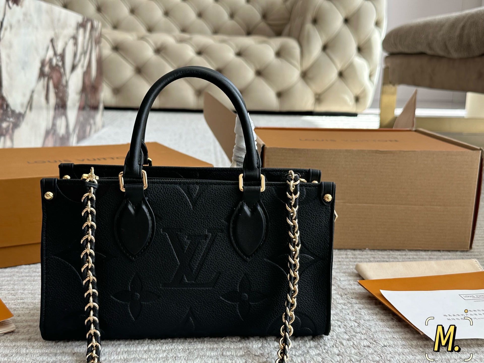 Louis Vuitton OnTheGo East West Bolso de Mano en Cuero Empreinte Negro
