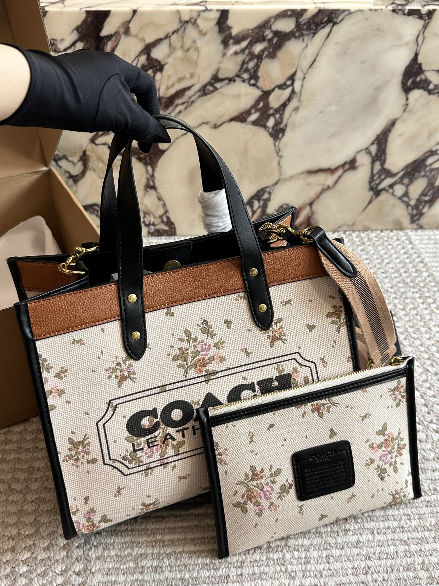 Con caja, medidas: 30x22 cm, bolso tote de la marca C, bolso de compras con logotipo clásico, se puede usar todo el año…